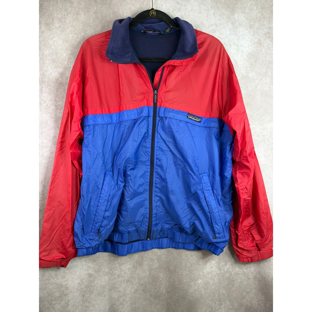 VTG 90s Patagonia Shelled Synchilla Jacket Mens Medium Red Blue Colorblock READ